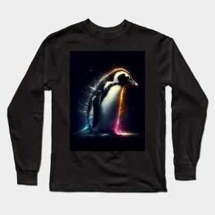 Monochromatic Antarctica Penguin Within Rainbow Colors Long Sleeve T-Shirt